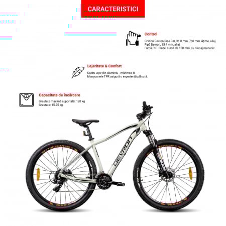 Bicicleta MTB-HT 29" DEVRON Riddle RM1.9, cadru aluminiu, manete secventiale, frane hidraulice, 24 viteze [11]