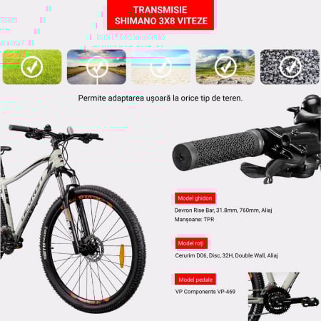 Bicicleta MTB-HT 29" DEVRON Riddle RM1.9, cadru aluminiu, manete secventiale, frane hidraulice, 24 viteze [8]