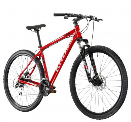 BICICLETE MTB-HT - Bicicleta MTB-HT 29" KROSS Hexagon 5.0, cadru aluminiu 17", manete secventiale, frane hidraulice, 24 viteze, rosu/alb