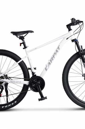 Bicicleta MTB-HT Carpat Pro Teen C26472A 26", Cadru Aluminiu, 21 Viteze, Echipare Shimano, Frane Disc Mecanice, Cabluri Integrate, Alb/gri [4]