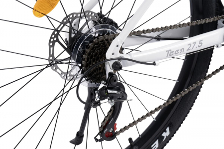 Bicicleta MTB-HT Carpat Pro Teen C26472A 26", Cadru Aluminiu, 21 Viteze, Echipare Shimano, Frane Disc Mecanice, Cabluri Integrate, Alb/gri [6]