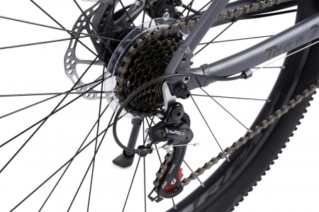 Bicicleta MTB-HT Carpat Pro Teen C26472A 26", Cadru Aluminiu, 21 Viteze, Echipare Shimano, Frane Disc Mecanice, Cabluri Integrate, Gri/Negru [6]