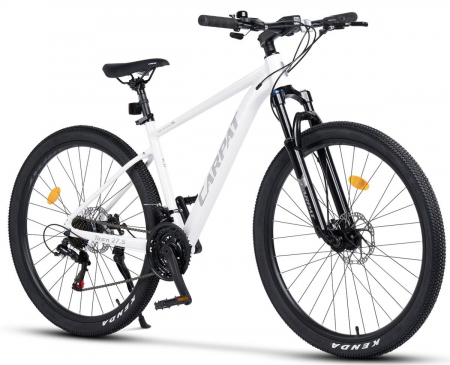 Bicicleta MTB-HT Carpat Pro Teen C27472A 27,5", Cadru Aluminiu, 21 Viteze, Echipare Shimano, Frane Disc Mecanice, Cabluri Integrate, Alb/gri [2]
