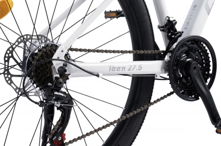 Bicicleta MTB-HT Carpat Pro Teen C27472A 27,5", Cadru Aluminiu, 21 Viteze, Echipare Shimano, Frane Disc Mecanice, Cabluri Integrate, Alb/gri [5]
