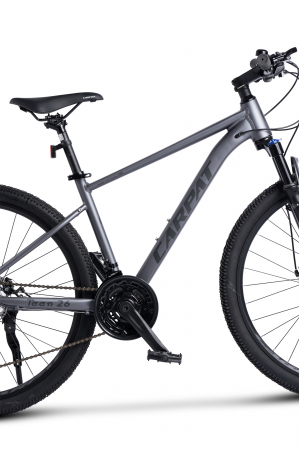 Bicicleta MTB-HT Carpat Pro Teen C27472A 27", Cadru Aluminiu, 21 Viteze, Echipare Shimano, Frane Disc Mecanice, Cabluri Integrate, Gri/Negru [4]