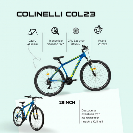 Bicicleta MTB-HT COLINELLI 2923, cadru aluminiu, manete secventiale, frane V-Brake, 21 viteze [10]
