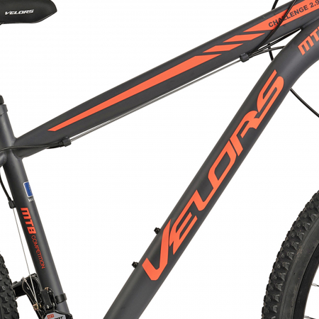 ﻿﻿Bicicleta MTB-HT 29" VELORS Challenge 2.9, cadru otel 18", manete secventiale, frane disc, 21 viteze, gri/portocaliu [10]