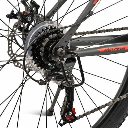 ﻿﻿Bicicleta MTB-HT 29" VELORS Challenge 2.9, cadru otel 18", manete secventiale, frane disc, 21 viteze, gri/portocaliu [8]