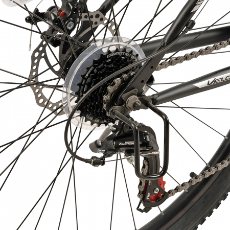 ﻿﻿Bicicleta MTB-HT 29" VELORS Challenge 2.9, cadru otel 18", manete secventiale, frane disc, 21 viteze, negru/gri [8]
