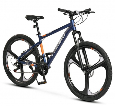 BICICLETE MTB-HT - Bicicleta MTB-HT 27.5" VELORS Power 2.7, cadru aluminiu 17", jante magneziu, manete secventiale, frane disc, 21 viteze, albastru/portocaliu