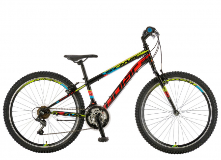 BICICLETE MTB-HT - Bicicleta MTB-HT 26" POLAR Sonic, cadru otel 13.5", manete RevoShift, frane V-Brake, 18 viteze, negru/verde/rosu