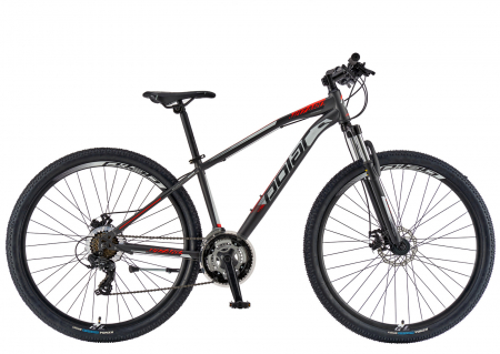 BICICLETE MTB-HT - Bicicleta MTB-HT 29" POLAR Wizard 1.0, cadru otel 18", manete secventiale, frane disc, 21 viteze, gri/rosu