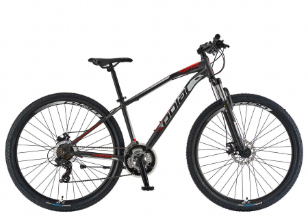 BICICLETE MTB-HT - Bicicleta MTB-HT 29" POLAR Wizard 1.0, cadru otel 16", manete secventiale, frane disc, 21 viteze, negru/rosu