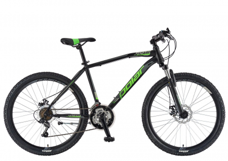 BICICLETE MTB-HT - Bicicleta MTB-HT 26" POLAR Wizard 2.0, cadru otel 19.5", manete index, frane disc, 21 viteze, negru/verde