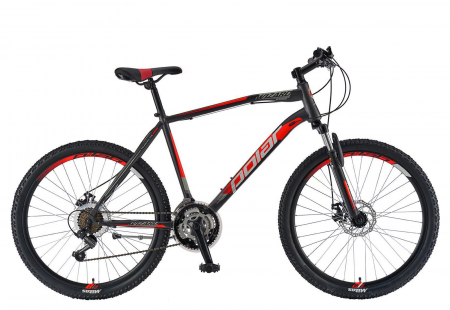 BICICLETE MTB-HT - Bicicleta MTB-HT 26" POLAR Wizard 2.0, cadru otel 18", manete index, frane disc, 21 viteze, negru/portocaliu