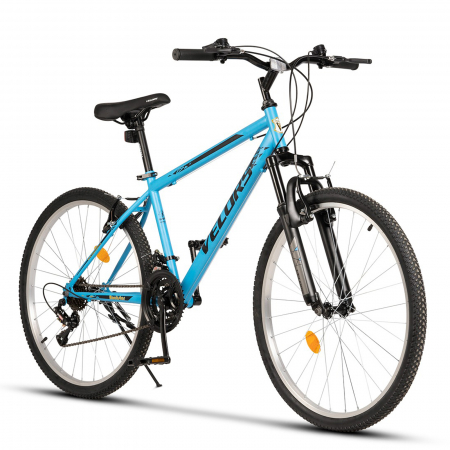 BICICLETE MOUNTAIN BIKE - Bicicleta MTB-HT 26" VELORS Rockstar, cadru otel 17", manete index, frane V-Brake, 21 viteze, albastru