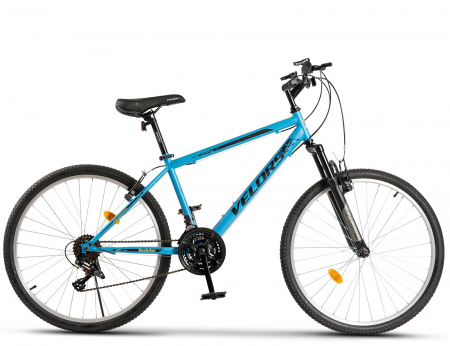 Bicicleta MTB-HT 26" VELORS Rockstar, cadru otel 17", manete index, frane V-Brake, 21 viteze, albastru [1]