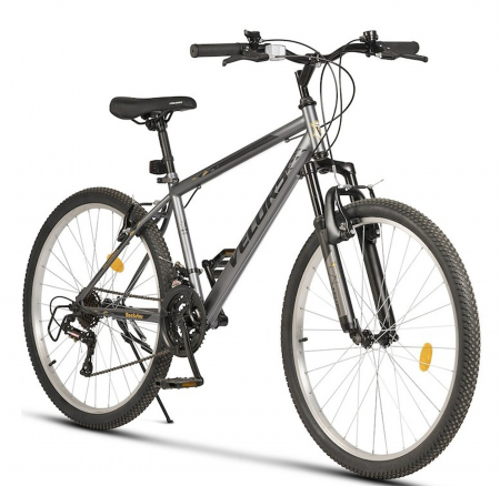 BICICLETE MOUNTAIN BIKE - Bicicleta MTB-HT 26" VELORS Rockstar, cadru otel 17", manete index, frane V-Brake, 21 viteze, gri/negru