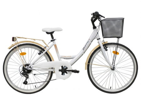 Bicicleta oras 24" BOTTARI Parma, cadru otel 17", frane V-Brake, 6 viteze, alb/bej [0]