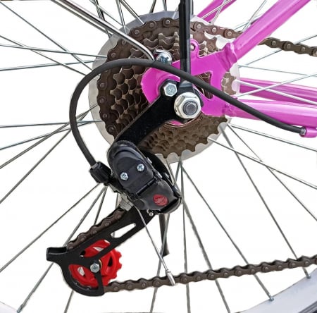Bicicleta oras 24" RDB Matița, cadru otel 15", frane Disc/V-Brake, 21 viteze, roz [6]