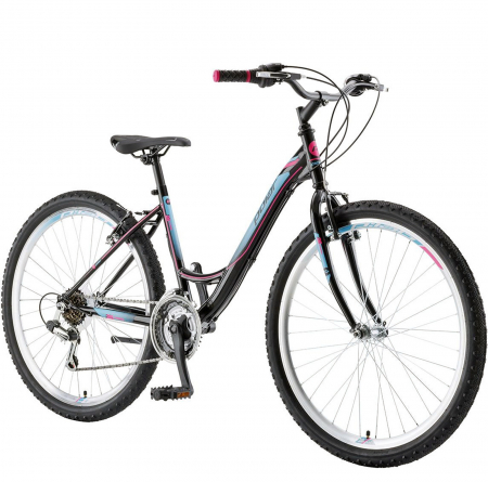 Bicicleta oras 26" POLAR Modesty, cadru otel 17", frane V-Brake, 18 viteze, negru/roz [1]