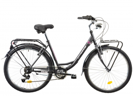 BICICLETE ORAS-TREKKING - Bicicleta oras 26" DHS Citadinne 2634, cadru otel 18", frane V-Brake, 6 viteze, gri/roz