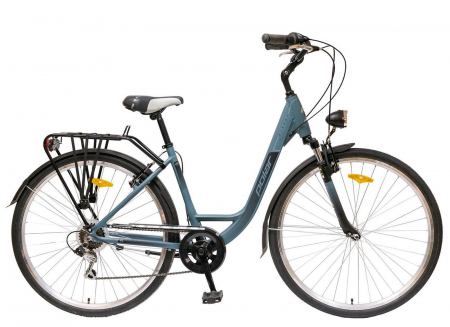 BICICLETE ORAS-TREKKING - Bicicleta oras 28" POLAR Strada, cadru aluminiu 18", frane V-Brake, 7 viteze, gri/negru