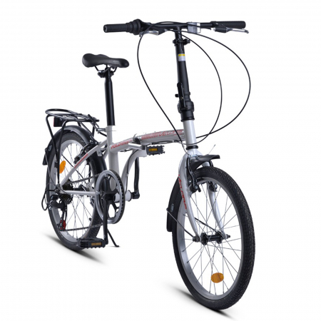 Bicicleta pliabila 20" VELORS Polo V2053, cadru otel, frane V-Brake, 7 viteze, alb/rosu [1]