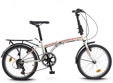 BICICLETE PLIABILE - Bicicleta pliabila 20" VELORS Polo V2053, cadru otel, frane V-Brake, 7 viteze, alb/rosu