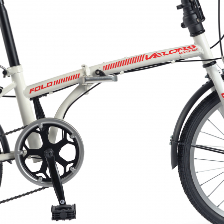 Bicicleta pliabila 20" VELORS Polo V2053, cadru otel, frane V-Brake, 7 viteze, alb/rosu [14]