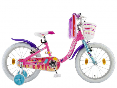 18" (varsta 5-7 ani) - Bicicleta copii 18" POLAR Junior Icecream, roz, varsta 5-7 ani
