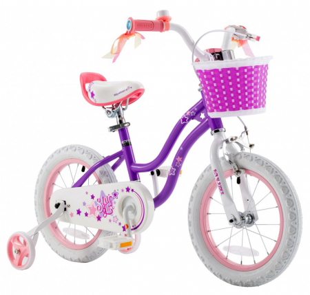 18" (varsta 5-7 ani) - Bicicleta copii 18" ROYAL BABY Star Girl, violet, varsta 5-7 ani