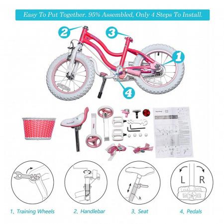 Bicicleta copii 14" ROYAL BABY Star Girl, roz, varsta 3-5 ani [3]