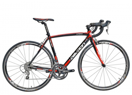 BICICLETE SOSEA-CICLOCROSS - Bicicleta Road 28" DEVRON Urbio R4.8, cadru aluminiu 22", manete ergopower, frane V-Brake, 20 viteze, negru/rosu