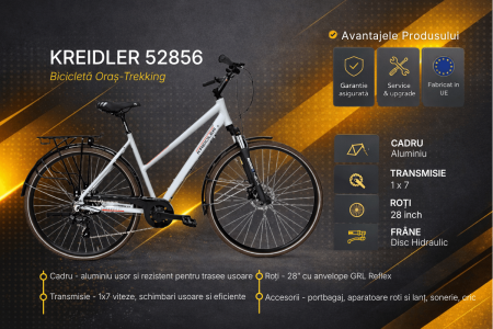 Bicicleta Trekking Kreidler 52856 - 28 inch, M, Gri [2]
