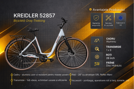Bicicleta Trekking Kreidler 52857 - 28 inch, M, Gri [2]