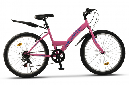 Carpat Sport - Bicicleta Trekking Rich R2430A 24", Fucsia/Albastru/Mov