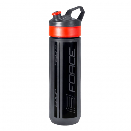 BIDONASE/SUPORTI - Bidon 0.45L FORCE Loop, negru/transparent/rosu