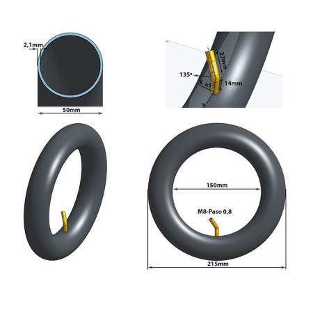Camera trotineta 6"x2.0 FIVESTARS Ewheel VC, valva AV 45 grade [1]