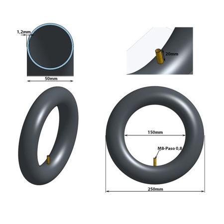 Camera trotineta electrica 6"x2.0 FIVESTARS VR, valva AV [3]