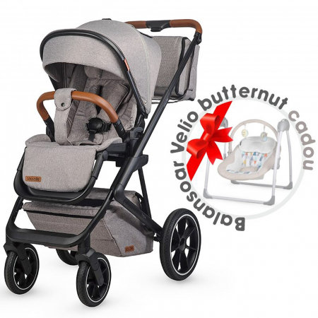CARUCIOARE  2 IN 1 - Carucior modular 2in1 COCCOLLE Nessia Lunar rock+Balansoar bebelusi COCCOLLE Velio Butternut