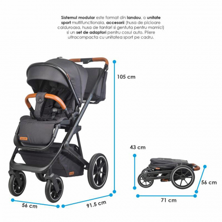 Carucior modular 2in1 COCCOLLE Nessia Diamond black + Balansoar bebelusi COCCOLLE Velio Butternut [21]