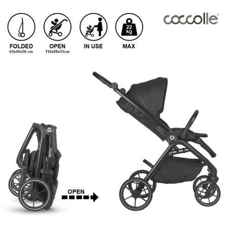 Carucior modular 2in1 Coccolle Serry Jet black+ Scoica auto iSize Coccolle Knox Black [13]
