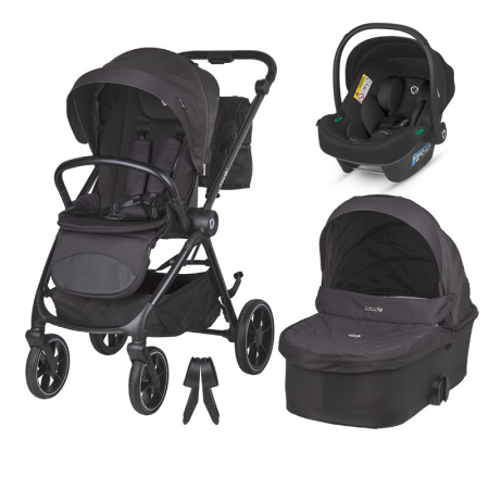SmartBaby - Carucior modular 2in1 Coccolle Serry Jet black+ Scoica auto iSize Coccolle Knox Black