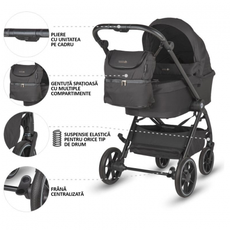 Carucior modular 2in1 Coccolle Serry Jet black+ Scoica auto iSize Coccolle Knox Greystone [14]