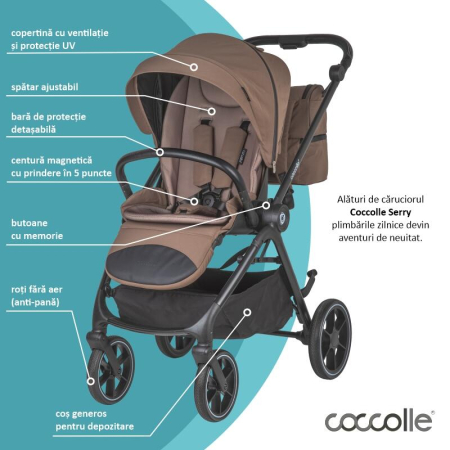 Carucior modular 2in1 Coccolle Serry Light taupe+ Scoica auto iSize Coccolle Knox Black [12]