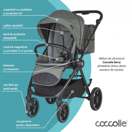 Carucior modular 2in1 Coccolle Serry Moss green+ Scoica auto iSize Coccolle Knox Greystone [12]