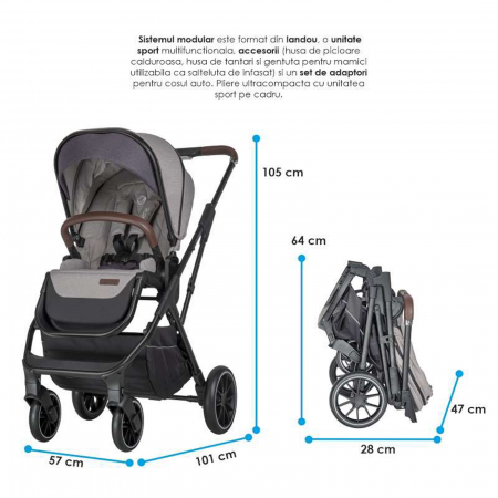 Carucior modular 2in1 COCCOLLE Silene Urban Grey [3]