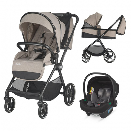 SmartBaby - Carucior modular 3in1 Coccolle Lissia Butternut Beige+ Scoica auto iSize Coccolle Knox Anthracite