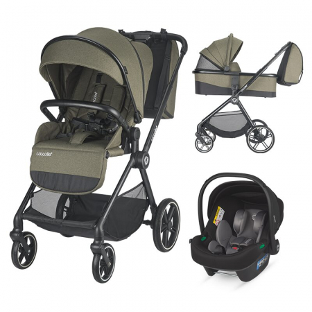 SmartBaby - Carucior modular 3in1 Coccolle Lissia Moss green + Scoica auto iSize Coccolle Knox Anthracite
